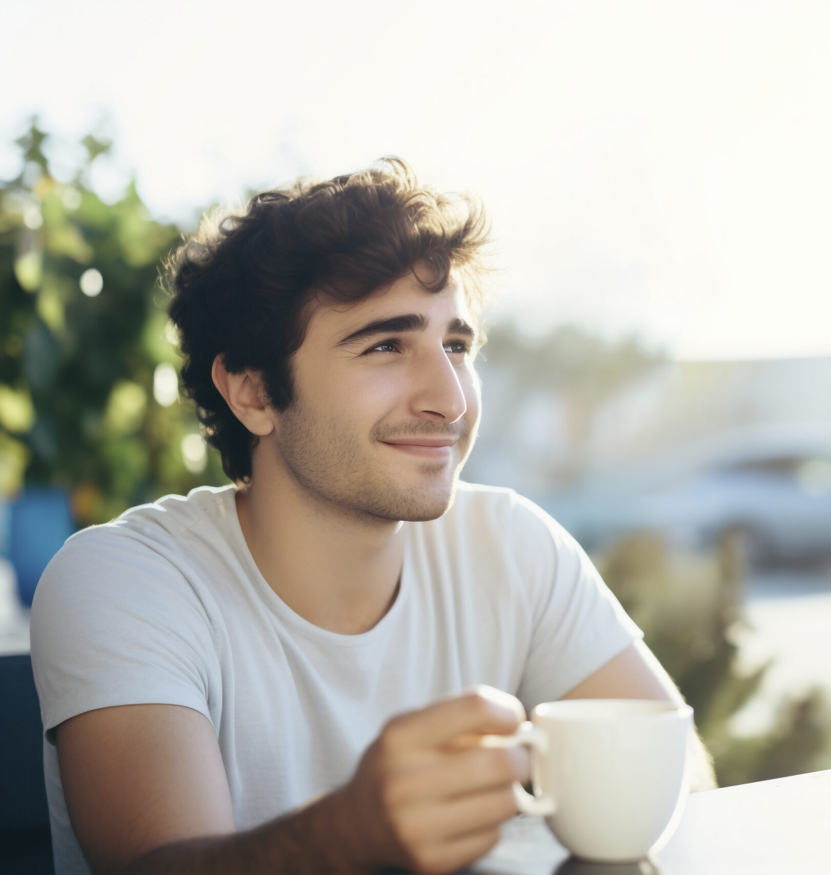 Hombre tomando café torrado